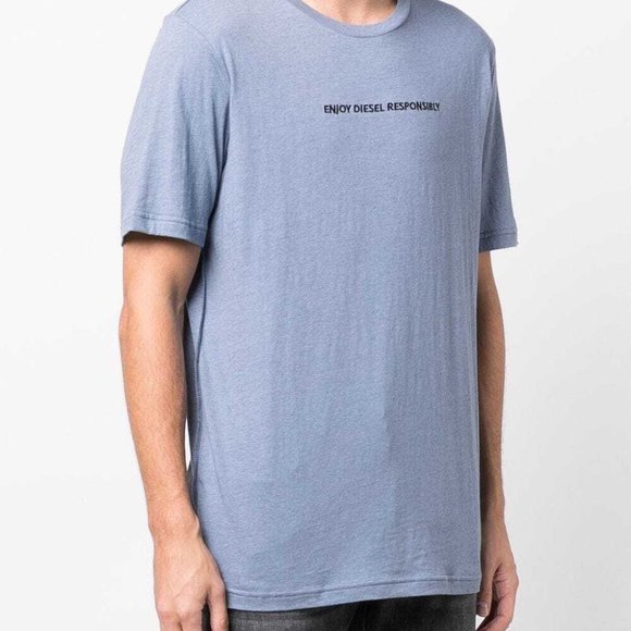 Diesel - Enjoy Diesel Responsibly Embroidered Shirt Blue - Picture 1 of 6